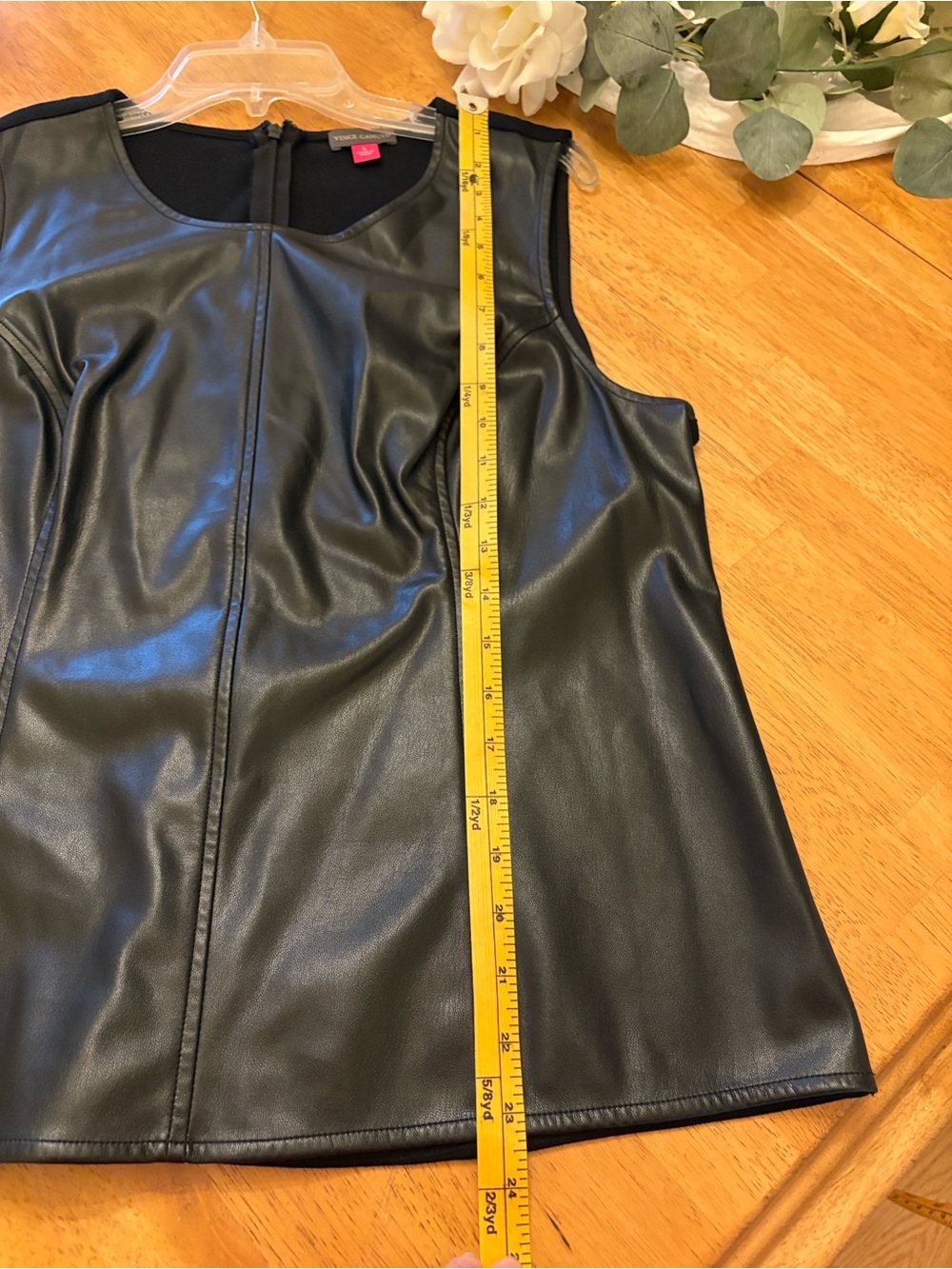 Vince Camuto Black Faux Leather Panel Sleeveless Tank - Picture 6 of 10